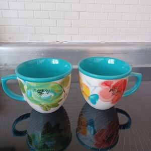 The Pioneer Woman Vintage Bloom Floral Ceramic Mug Cup Farmhouse Boho Lot Of 2
